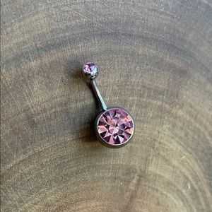 14g Pink Faceted Jewel Belly Button Navel Ring